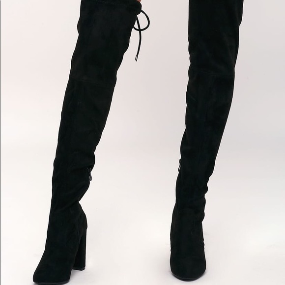 Catwalk Strut Black Suede Over the Knee Boots - Picture 4 of 5